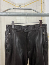 Load image into Gallery viewer, aw1996 Issey Miyake Brown Leather Moto Trousers with Ribbed Knee Panels - Size M