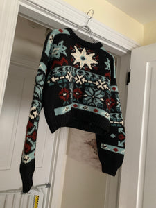 1990s Katharine Hamnett Cropped Nordic Intarsia Sweater - Size M