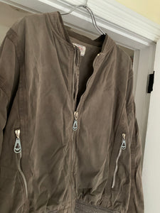 1990s Armani Faded Brown Oversized Bomber Jacket with Contrast Detailing - Size XXL