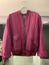 Load image into Gallery viewer, 1990s Armani Iridescent Magenta Linen Bomber with Cuff Detailing - Size S