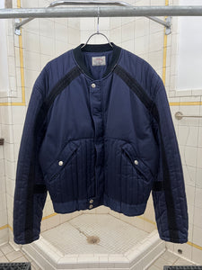 1980s Armani Padded Navy Cropped Bomber with Black Contrast Trim Detailing - Size L