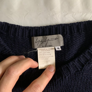 aw1995 Yohji Yamamoto Intasaria Flower Navy Sweater - Size M