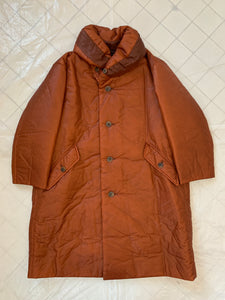 aw1994 Issey Miyake Translucent Burnt Orange Oversize Long Coat with Packable Hood - Size L