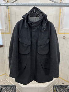 Late 1990s Mandarina Duck Thick Wool M65 Jacket with Black Nylon Hood - Size L