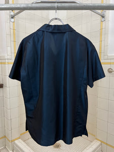 1990s Armani Blue Acetate Camp Collar Shirt - Size L
