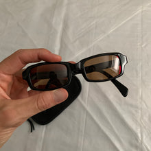 Load image into Gallery viewer, 2000s Yohji Yamamoto Black Rectangular Sunglasses with Vibrant Red Wiring - Size OS