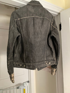 2000s Yohji Yamamoto Faded Denim Trucker Jacket with Bleach Dipped Sleeve Hems - Size M