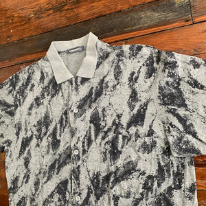 1980s Issey Miyake Grey Oversized Printed Shirt - Size L