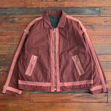 Load image into Gallery viewer, 1990s Armani Object Dyed Bordeaux Blouson with Pink Contrast Pipping - Size XL