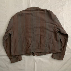 1990s Armani Cropped Linen Collarless Swing Jacket - Size XL