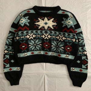 1990s Katharine Hamnett Cropped Nordic Intarsia Sweater - Size M