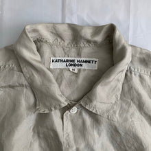 Load image into Gallery viewer, 1990s Katharine Hamnett Beige Silk Pocket Short Sleeve Shirt - Size L