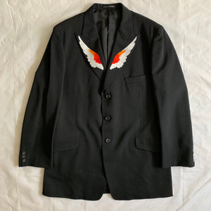 aw2002 Yohji Yamamoto Wing Embroidered Lapel Blazer - Size XL