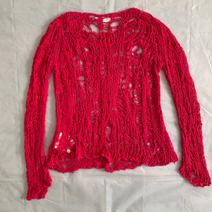 2002 Junya Watanabe Pink Grunge Spider Web Knit - Size M