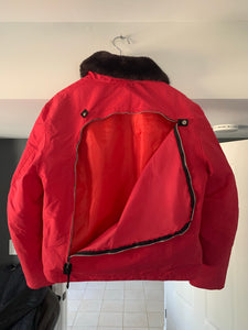 2000s Vintage Jipijapa Red Nylon Backzip Jacket with Removable Fur Collar - Size M