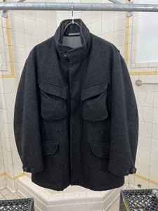 Late 1990s Mandarina Duck Thick Wool M65 Jacket with Grey Nylon Hood - Size L