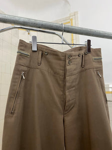 1980s Katharine Hamnett Twill Khaki Baggy Trousers with Waist Synch and Tapered Cuff - Size L
