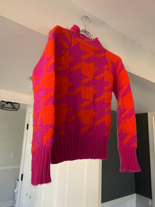 2001 Junya Watanabe Pink and Red Houndstooth Sweater - Size S