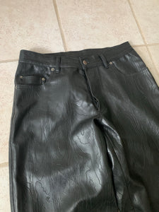 1990s Dexter Wong Faux Leather Topography Pants - Size S