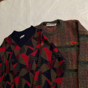 1980s Armani Plaid Multi Colored Wool Sweater - Size L