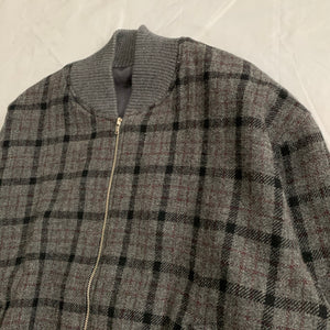1990s CDGH Wool Charcoal Grey Checkered Bomber - Size L