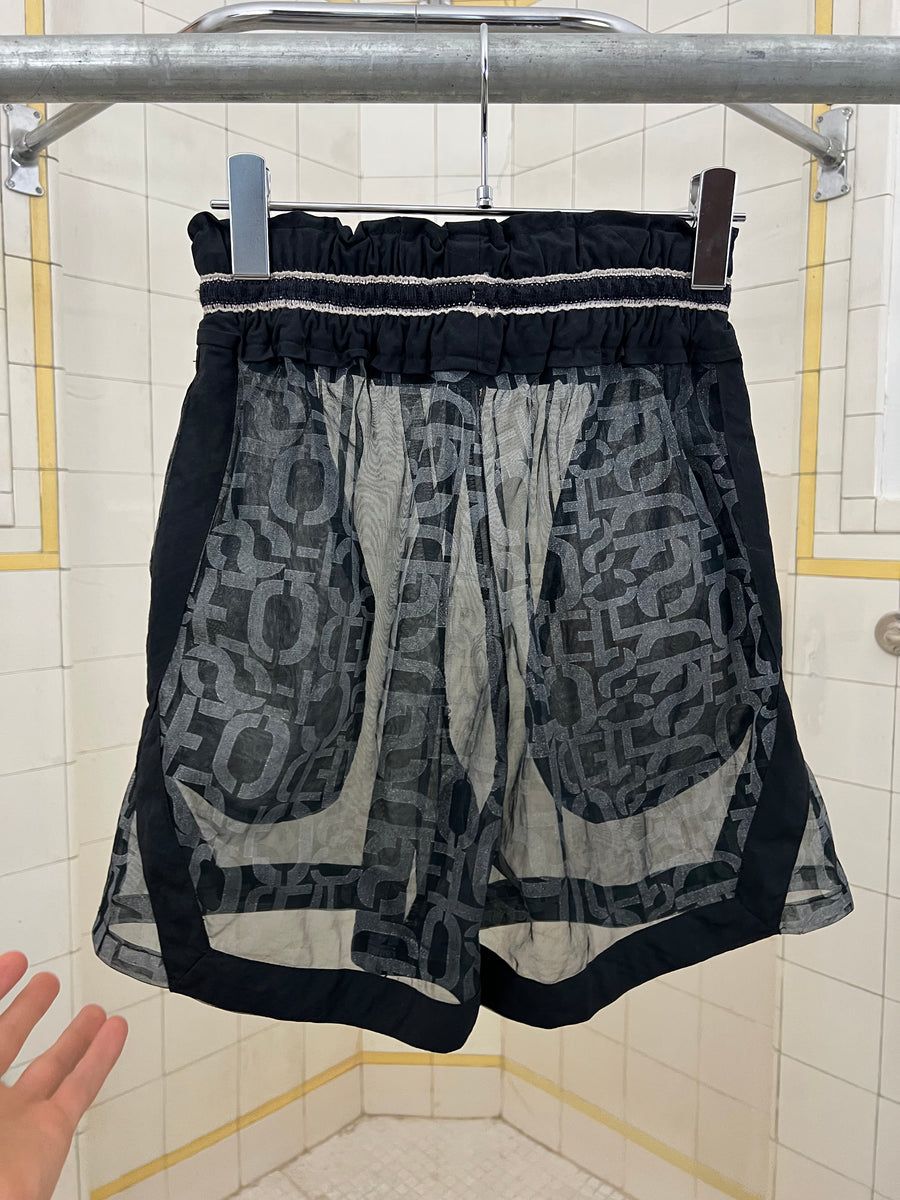 1980s Marithe Francois Girbaud x Closed Sheer Mesh Logo Shorts - Size ...