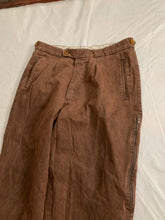 Load image into Gallery viewer, 1990s Armani Faded Mud Brown Trousers with Side Seam Zipper Pocket - Size L