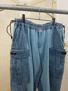 1980s Marithe Francois Girbaud Adjustable Blue Cargo Pants - Size OS