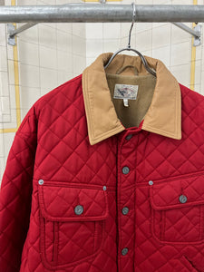 1990s Armani Quilted Nylon Red Trucker Jacket - Size L