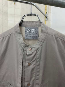 1980s Marithe Francois Girbaud Light Grey Collarless Chest Pocket Workshirt - Size M