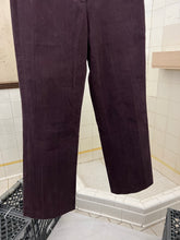 Load image into Gallery viewer, 2000s Mandarina Duck Brushed Purple Cotton Trousers with Yellow Stitch Detailing - Size S