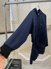 Load image into Gallery viewer, 1990s Katharine Hamnett Navy Silk Hooded Parka with Articulated Ribbed Cuffs - Size M