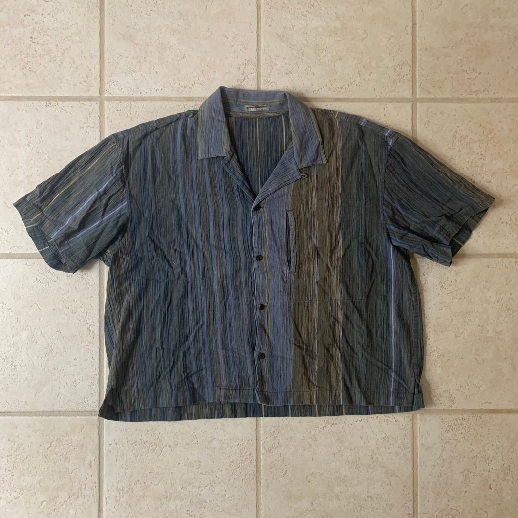 1980s Issey Miyake Cropped Multi-toned Linen Weave Shirt - Size M