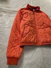 Load image into Gallery viewer, 1990s Armani Cropped Quilted Chevron Iridescent Orange Bomber Jacket - Size L