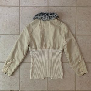 1990s Dexter Wong Super Cropped Faux Collared Bomber Jacket with Extended Hem Ribbing - Size M