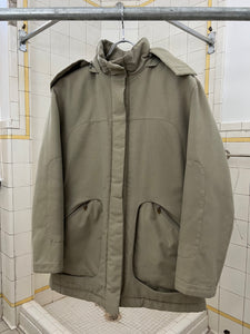 Late 1990s Mandarina Duck Beige Egg Cell Padded Jacket with Removable Hood - Size S