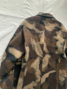 aw1997 Issey Miyake Wool Camo Blazer with Leather Trim - Size L