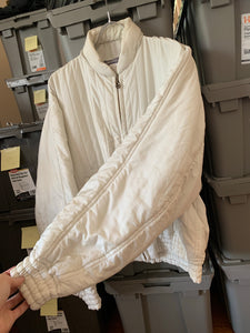 1980s Issey Miyake White Quilted Nylon Bomber Jacket - Size S