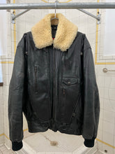 Load image into Gallery viewer, 1980s Marithe Francois Girbaud x Compagnie Des Montagnes &amp; Des Forets Black Double Layered Shearling Collar Leather Bomber - Size L