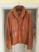 Load image into Gallery viewer, aw1992 Issey Miyake Leather Pillow Neck Flight Jacket with Packable Hood - Size XL