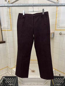 2000s Mandarina Duck Brushed Purple Cotton Trousers with Yellow Stitch Detailing - Size S
