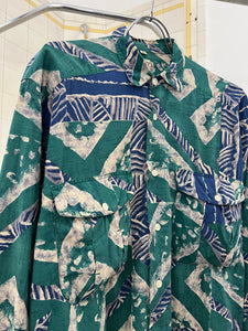 1980s Marithe Francois Girbaud x Closed Graphic Pattern Shirt with Pleated Pocket Detailing - Size M