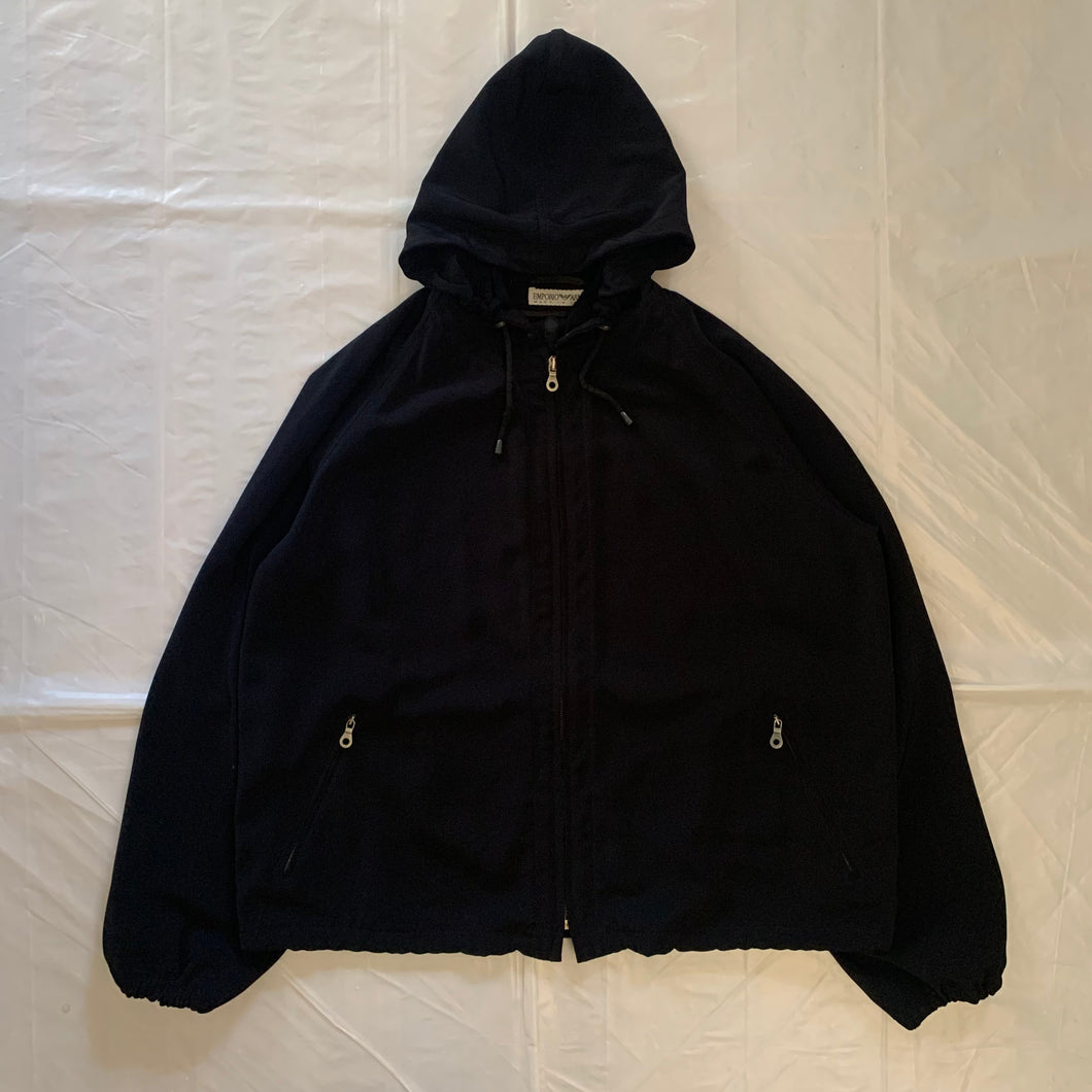 1990s Armani Loose Polyester Jacket with Hood - Size L