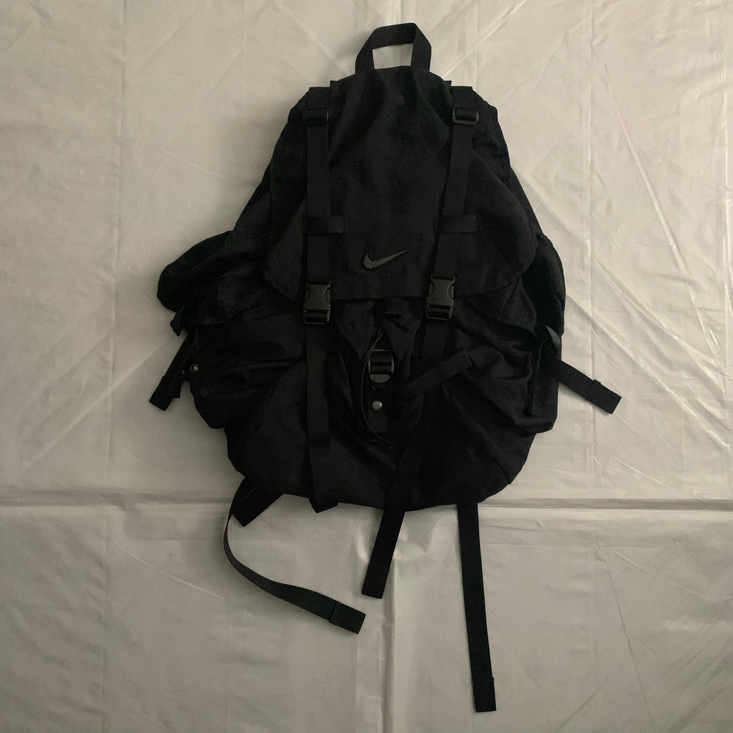 1990s Vintage Nike Black Nylon Parachute Backpack - Size OS