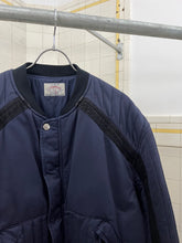 Load image into Gallery viewer, 1980s Armani Padded Navy Cropped Bomber with Black Contrast Trim Detailing - Size L
