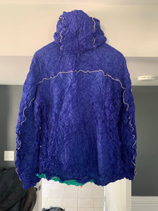 aw1999 Issey Miyake Blue Crinkled Bungee Pullover Packable Hoodie - Size M