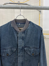 Load image into Gallery viewer, 1980s Armani Cropped Denim Bomber Jacket with Oriental Tiger Backpatch - Size L
