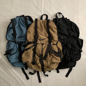1990s Vintage Nike Black Nylon Parachute Backpack - Size OS