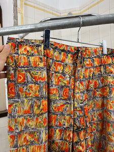 1980s Katharine Hamnett Orange Paisley Print Shorts - Size XL