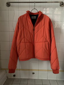 1990s Armani Cropped Quilted Chevron Iridescent Orange Bomber Jacket - Size L